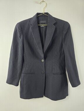 Giorgio Armani Vestimenta Spa Silk Two Button Blazer Solid Black Size XS Lined